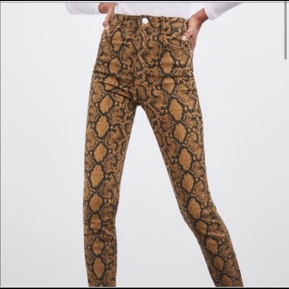 Zara Denim - Zara NWT Snakeskin Print Pants Jeans